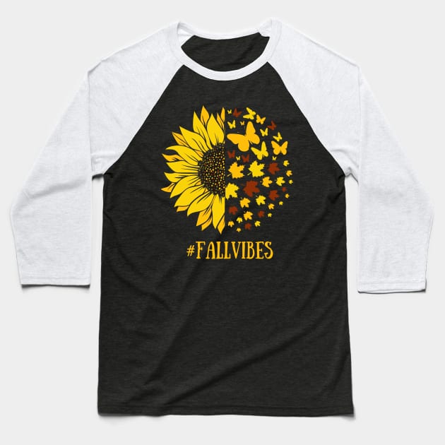 Sunflower Fall Vibes Baseball T-Shirt by Fj Greetings